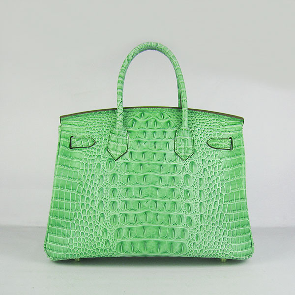 Replica Hermes Birkin 30CM Crocodile Head Veins Bag Green 6088 On Sale